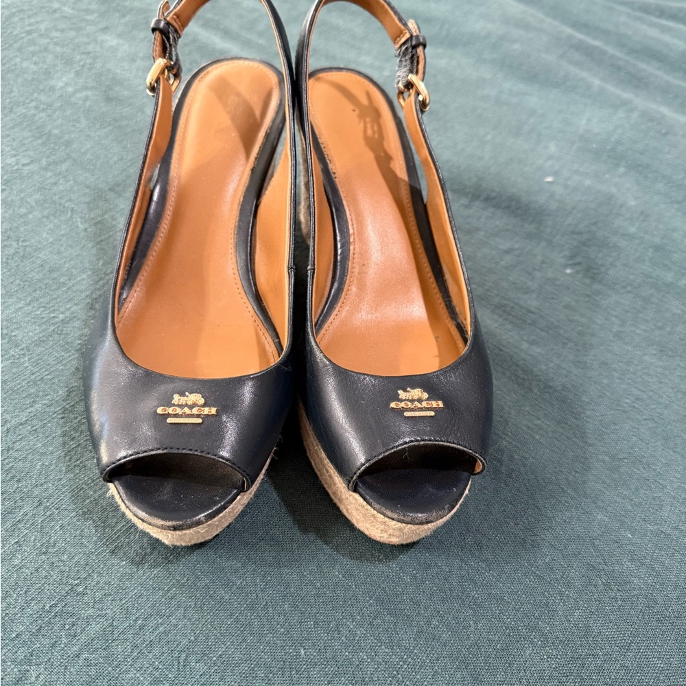 Coach Midnight Sling-back Wedge Sandals